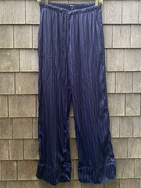 Womens Gap Body Navy Satin Pinstripe Lounge Pants Sz XS